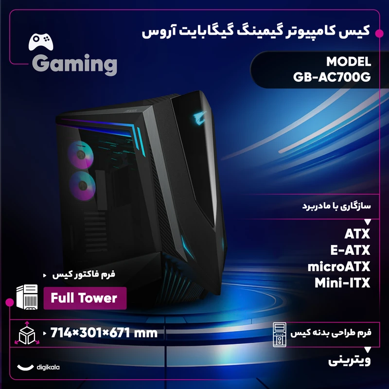 کیس کامپیوتر گیمینگ گیگابایت آروس مدل GB-AC700G - تصویر 2